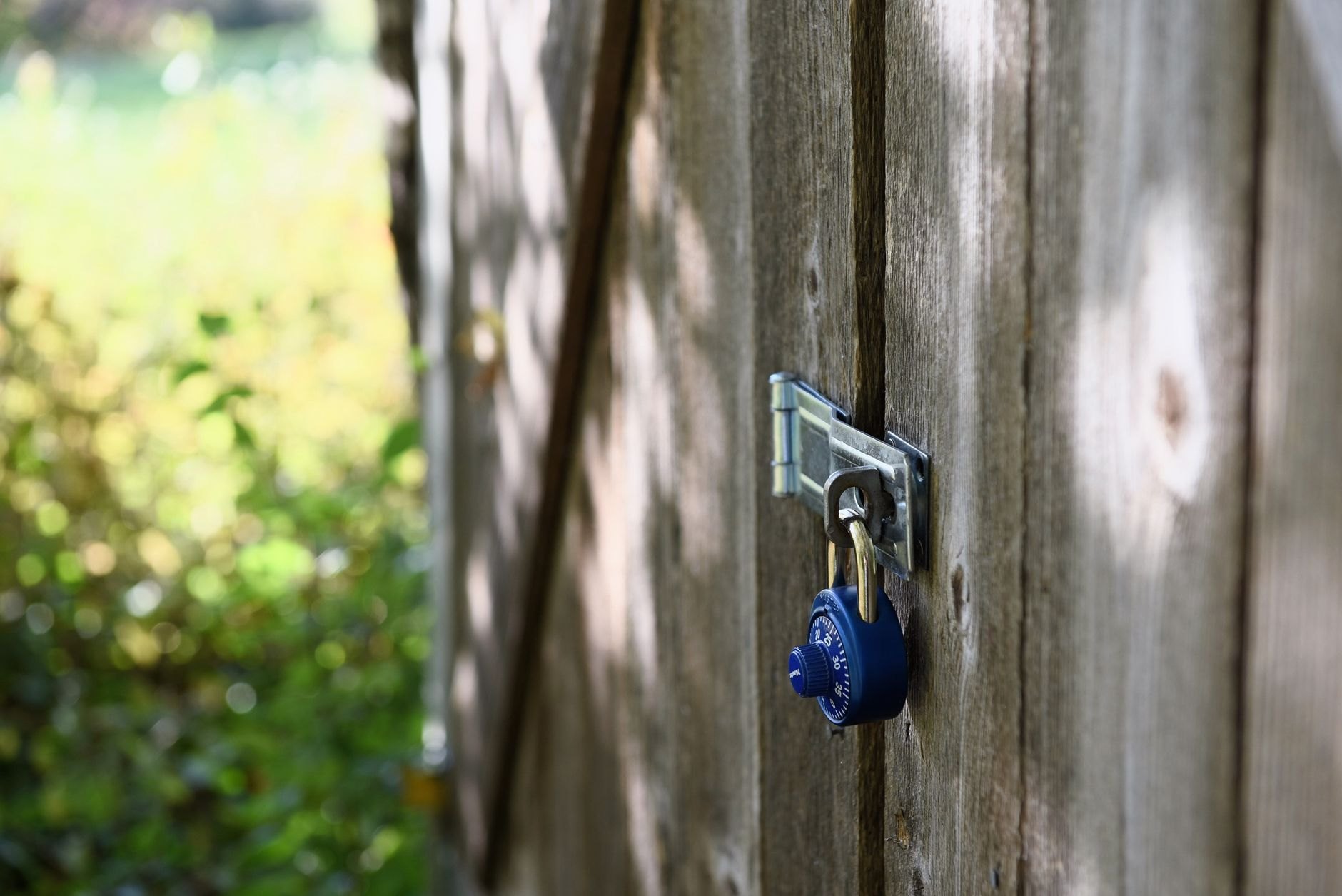 blue combination padlock